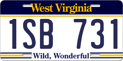WV license plate 1SB731
