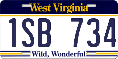 WV license plate 1SB734