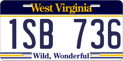 WV license plate 1SB736