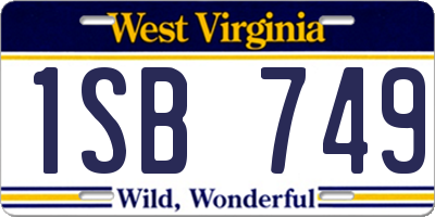 WV license plate 1SB749