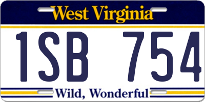 WV license plate 1SB754