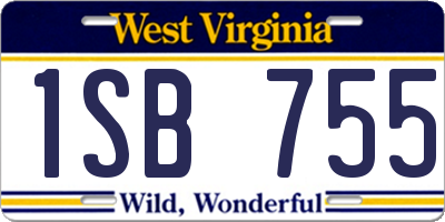 WV license plate 1SB755