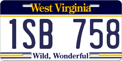 WV license plate 1SB758