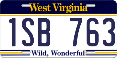 WV license plate 1SB763
