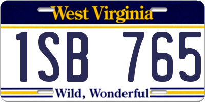 WV license plate 1SB765