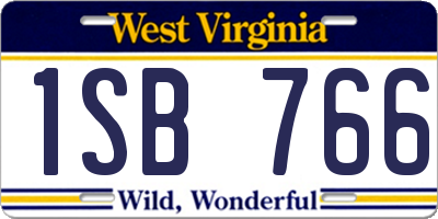 WV license plate 1SB766