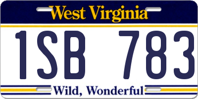 WV license plate 1SB783