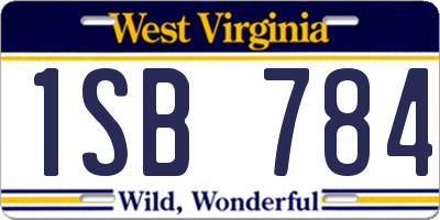 WV license plate 1SB784