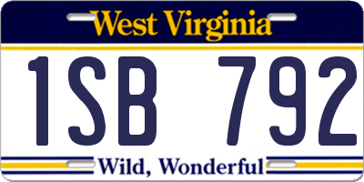 WV license plate 1SB792