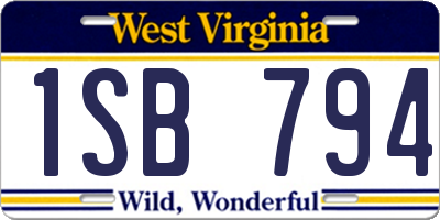 WV license plate 1SB794