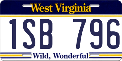 WV license plate 1SB796