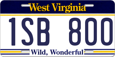 WV license plate 1SB800
