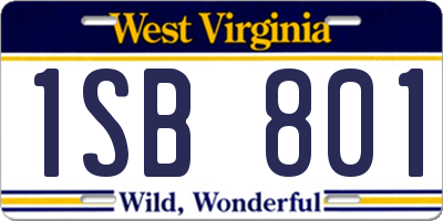 WV license plate 1SB801