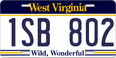 WV license plate 1SB802