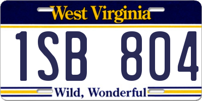 WV license plate 1SB804