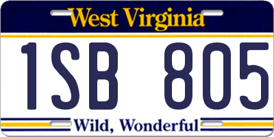 WV license plate 1SB805