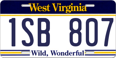 WV license plate 1SB807