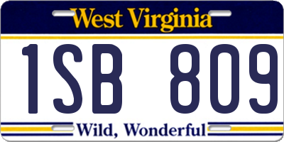 WV license plate 1SB809