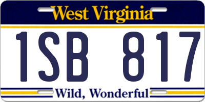 WV license plate 1SB817