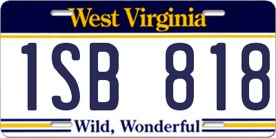 WV license plate 1SB818
