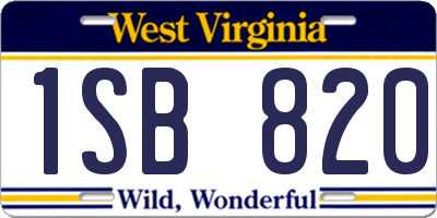 WV license plate 1SB820