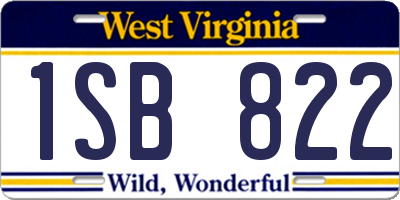 WV license plate 1SB822