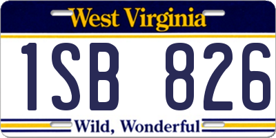 WV license plate 1SB826