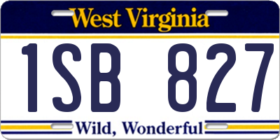 WV license plate 1SB827