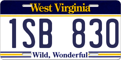 WV license plate 1SB830
