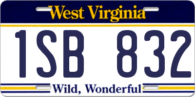 WV license plate 1SB832