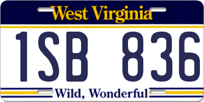 WV license plate 1SB836