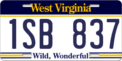 WV license plate 1SB837