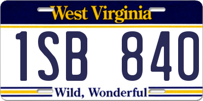 WV license plate 1SB840