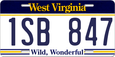 WV license plate 1SB847