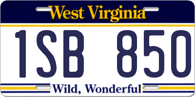 WV license plate 1SB850