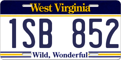 WV license plate 1SB852