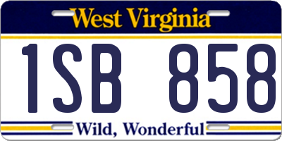 WV license plate 1SB858