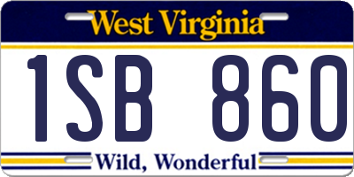 WV license plate 1SB860
