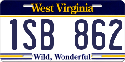 WV license plate 1SB862