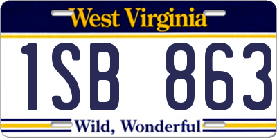 WV license plate 1SB863