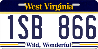 WV license plate 1SB866