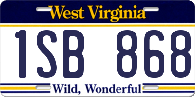 WV license plate 1SB868