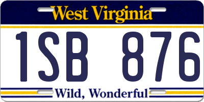WV license plate 1SB876