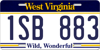 WV license plate 1SB883