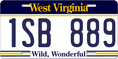 WV license plate 1SB889