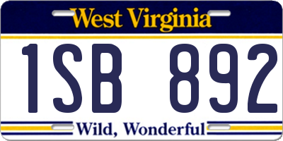 WV license plate 1SB892