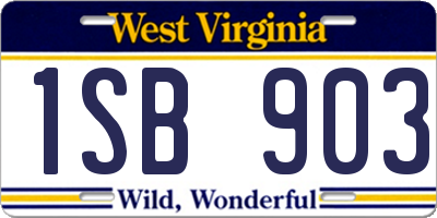 WV license plate 1SB903