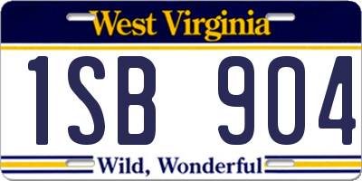 WV license plate 1SB904
