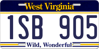 WV license plate 1SB905