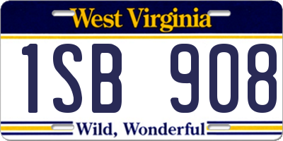WV license plate 1SB908